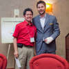 Jesse Azucena, winner of the draw for a night at the River Rock Casino & Resort with brunch, presented by President Nathan Worbets.